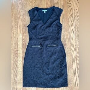 Monteau Black Ribbed Knit Top with Crew Neck